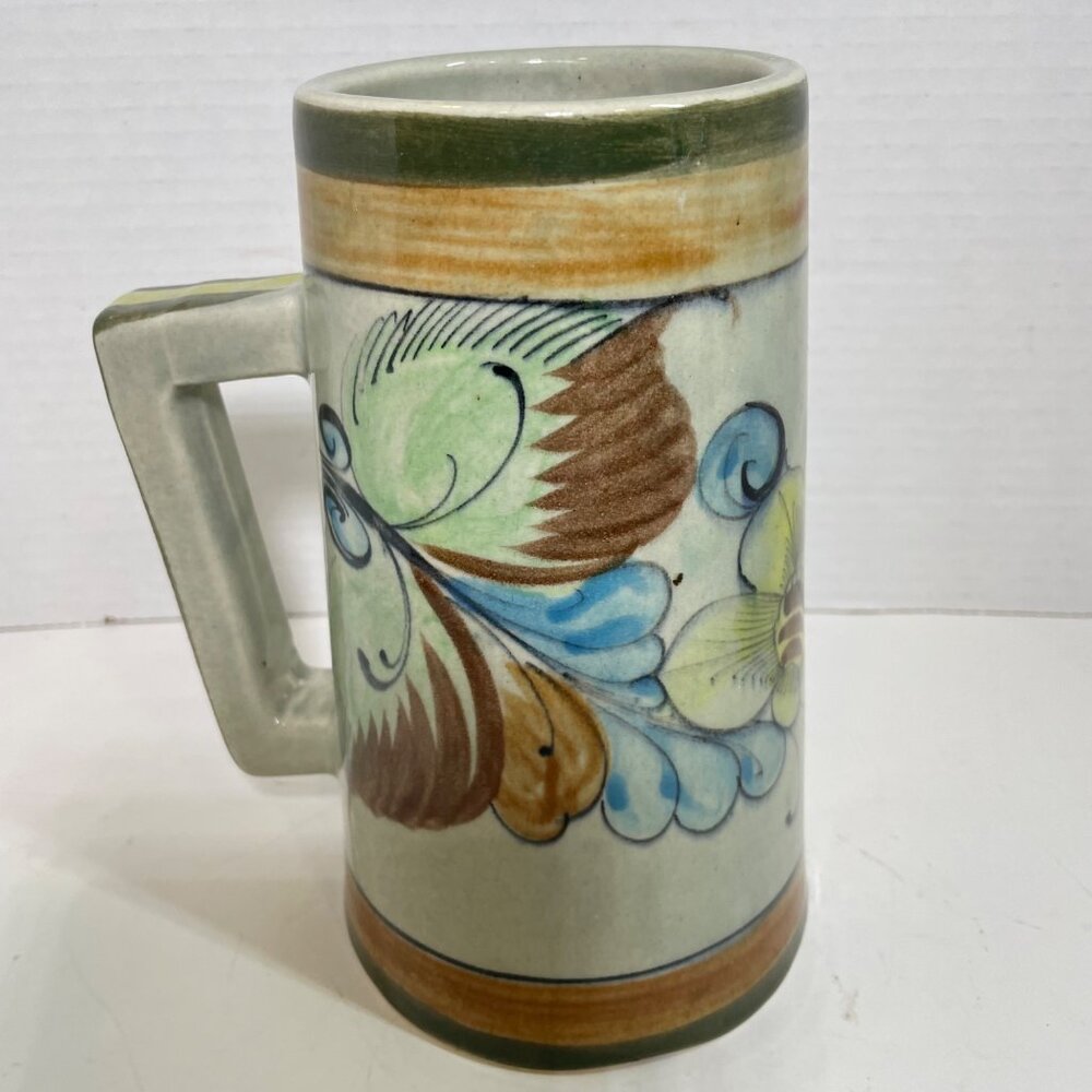 Vintage Hand Painted Mexican Mug Signed and Numbered